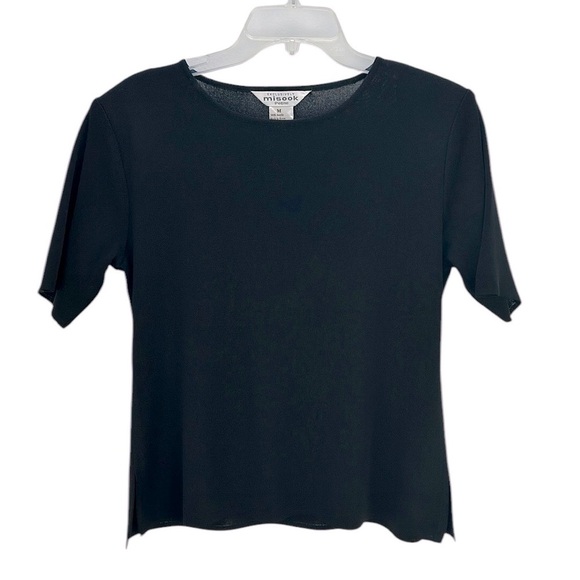 Misook Black Short Sleeve Pullover Knit Top MP Staple Minimalist Classic - Picture 1 of 11